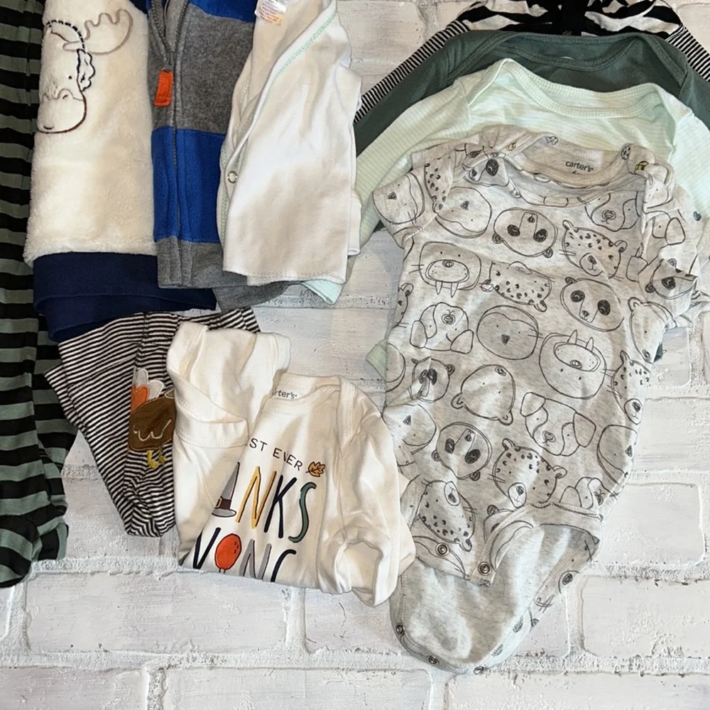 Babyboy 6m fall & winter footie sweater onesie bundle!!
